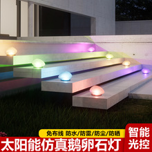 太阳能户外庭院灯草坪灯发光鹅卵石花园装饰灯景观摆件防水石头灯