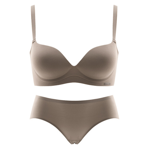Seamless one-piece fixed-cup underwear for women with small breasts, flat chest, and enlarged secondary breasts, anti-sagging bra set