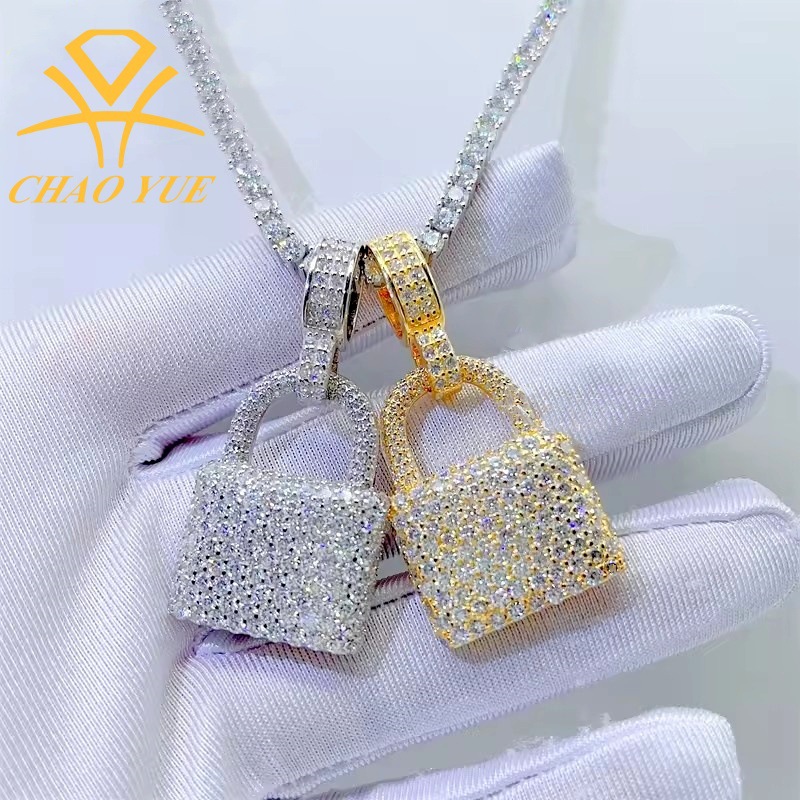 特价首饰925银莫桑吊坠欧美热销款情侣求婚爱情锁个性简约潮饰品