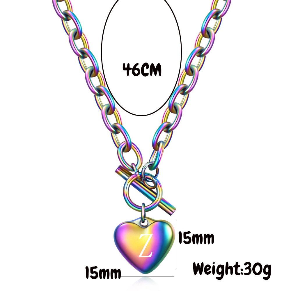 35g Weight Pendant Necklace Classification 1 Piece Quantity Daily, Street Occasion Titanium Steel Material Letter, Heart Shape Pattern Unisex Gender Toggle Design Simple Style Style Simple Style Letter Heart Shape Titanium Steel Toggle Pendant Necklace 无
