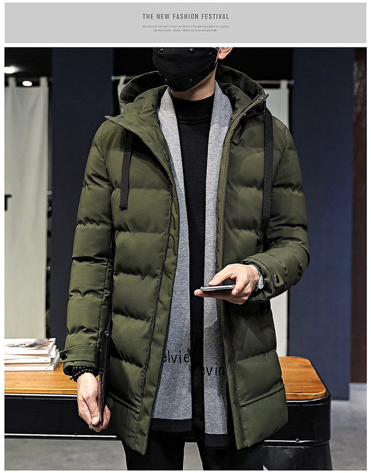Hooded Thickened Cotton-padded Men's Medium And Long Cotton-padded Jacket Men's Large_viptrois.com