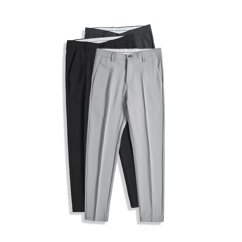 LKTM ropa de hombre # pantalones de traje engrosados forrados con forro polar estilo coreano SLIM-Fit rectos desplegables pantalones casuales de traje pequeño image 7