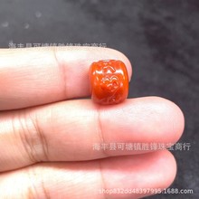 天然玛瑙柿子红满色满肉六字真言南红配珠文玩雕刻配珠diy配饰手