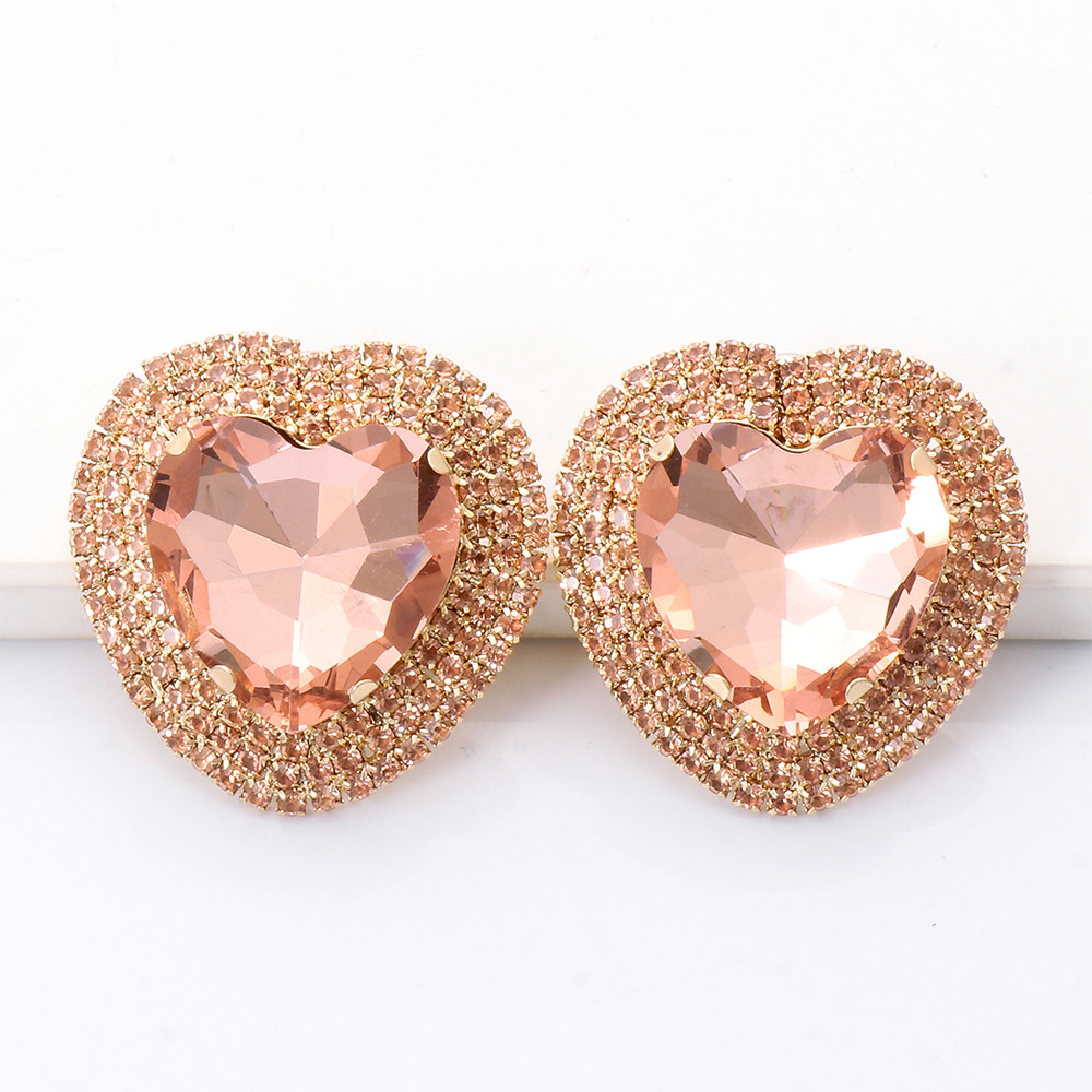 Fashion Heart-shaped Alloy Diamond Earrings display picture 10