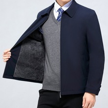2025冬中年男士轻薄棉衣爷爷爸爸装加绒加厚中老年人棉服茄克外套
