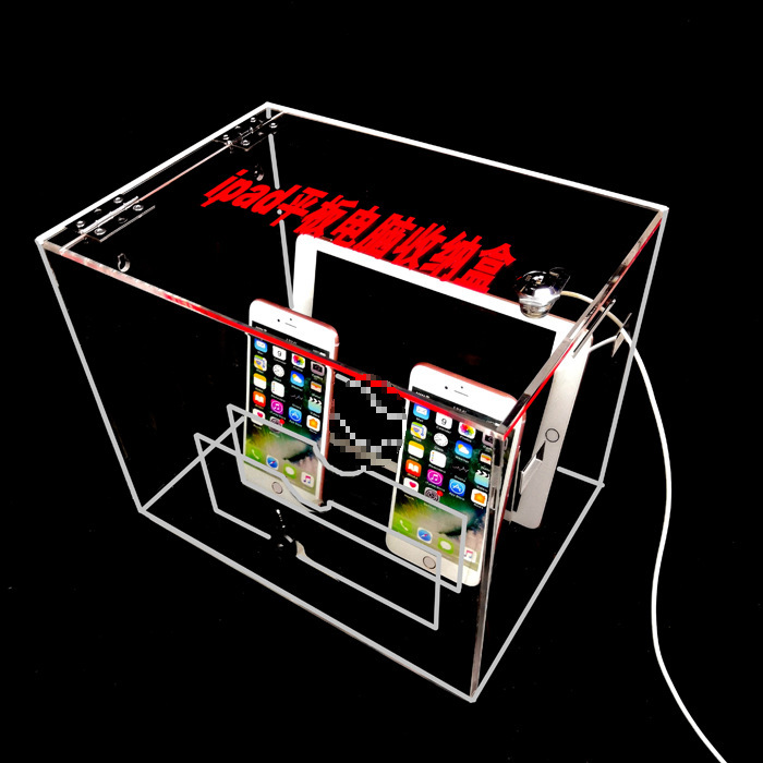 iPad Tablet Storage Box with Lock, Mobile Phone Safe, Transparent Tablet Protective Case, Switch Dust Cover