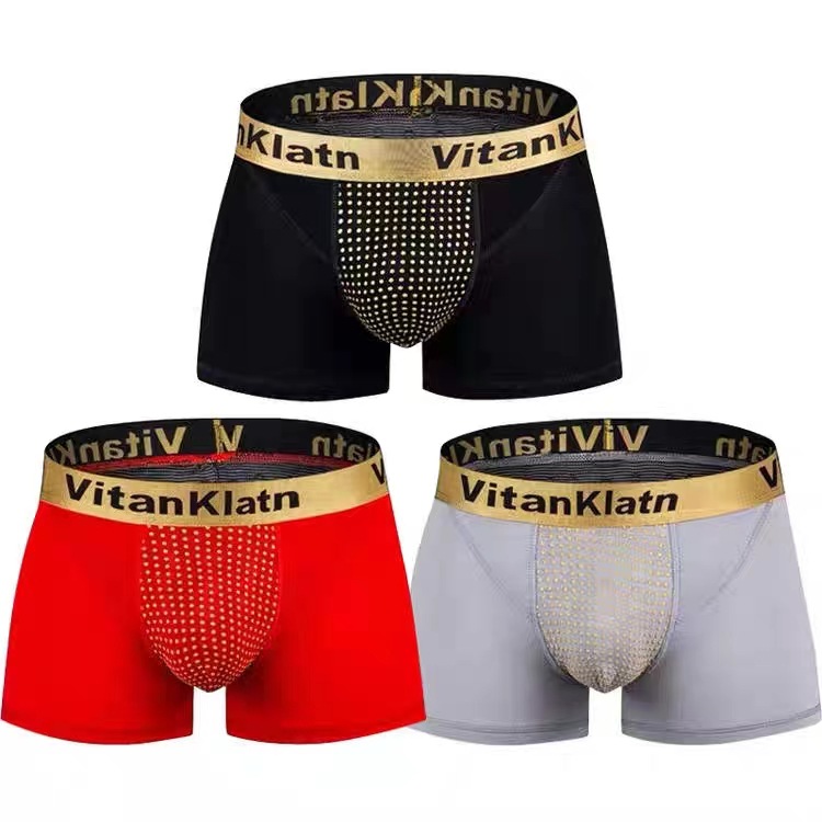 남성용 VK 자수 마그네틱 건강 속옷, 영국 스타일 남성용 스웨트팬츠, 모달 사각팬티, TikTok 및 Kuaishou에서 인기, 통기성 및 이음매 없는 디자인