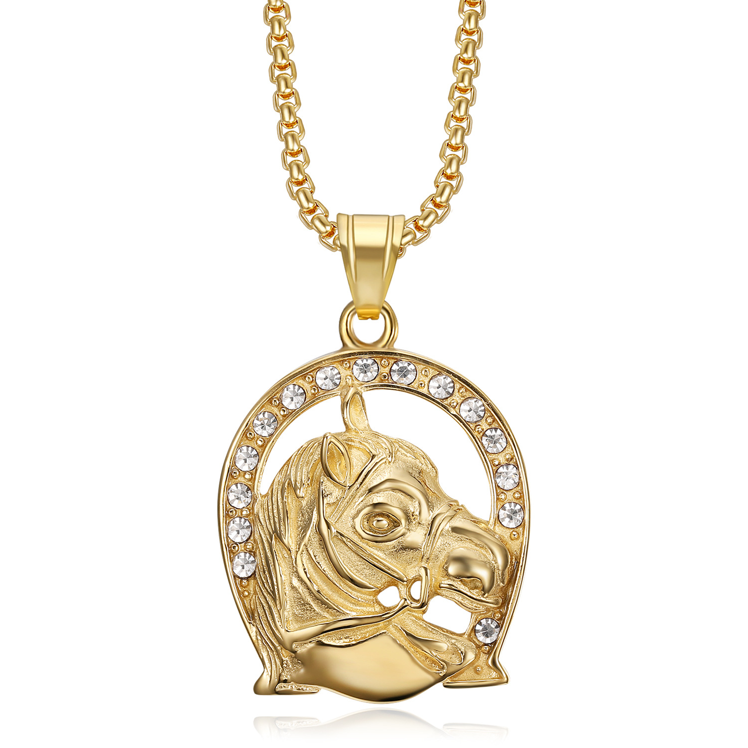 Pendant Necklace Classification 304 Stainless Steel Chain Material 1 Piece Quantity Hip-Hop Solid Color 304 Stainless Steel Inlay Zircon Men's Pendant Necklace