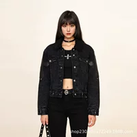 Классическая стеганая хлопковая джинсовая куртка с цветочным принтом SMFK, короткое плотное пальто для стирки