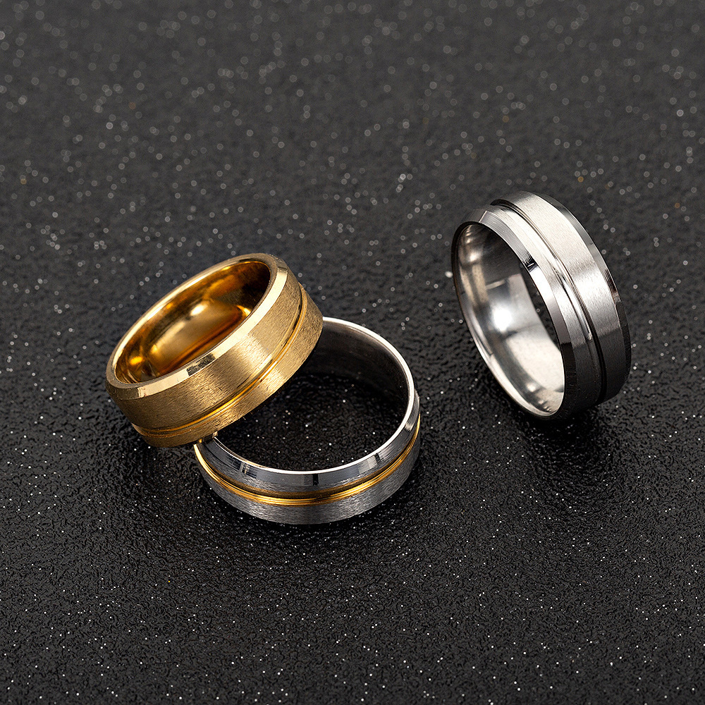1 Piece Quantity Vacation Classic Style Solid Color Titanium Steel Plating Unisex Rings Men Band Rings