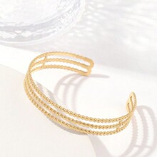 简约三环波浪开口手镯 开口设计便捷佩戴时尚百搭饰品简约铜手镯