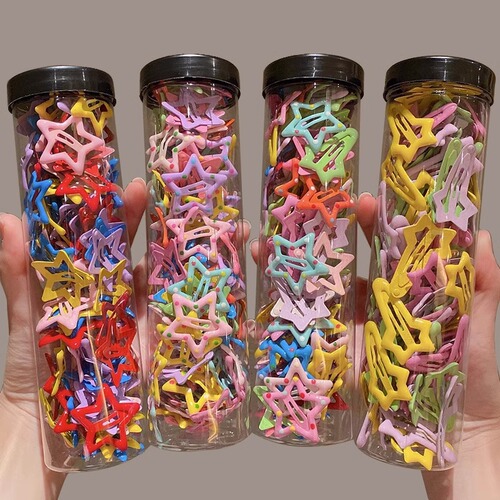 y2k dopamine colorful five-pointed star small hairpin female headwear children's blue bangs side clip hairpin accessories