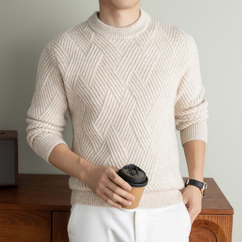 5-needle thickened 560g wool sweater for men, 2026 autumn and winter thickened warm round-neck loose-fitting base sweater 5-needle thickened 560g wool sweater for men, 2026 autumn and winter thickened warm round-neck loose-fitting base sweater