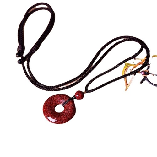 Cinnabar peace buckle pendant for women raw mineral crystal large grain sand birth year portable pendant men's necklace gift