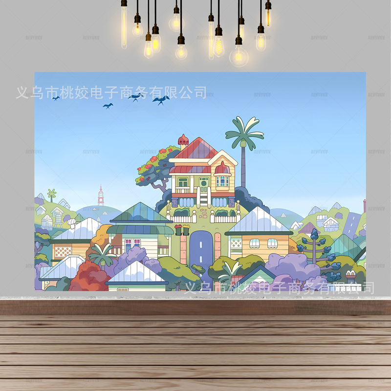 跨境亚马逊爆款布鲁伊儿童生日背景布乙烯基布派对装饰背景横幅|undefined