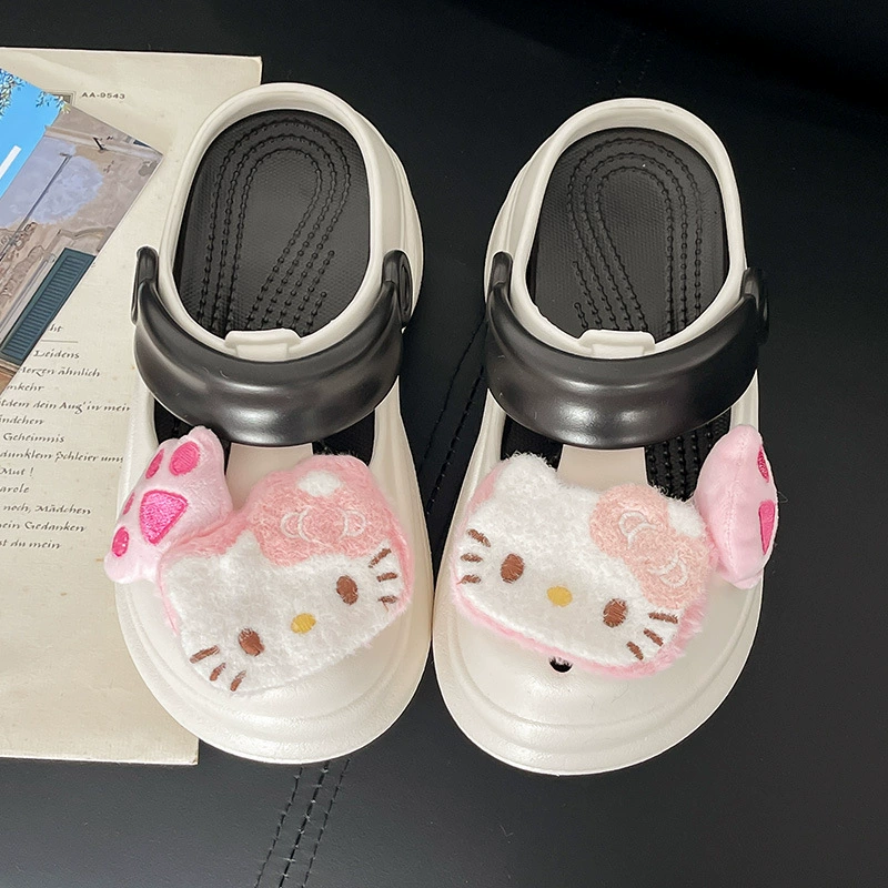 Женские сабо KT Cat на толстой подошве, новый стиль лета 2025 года, уличные нескользящие, удобные закрытые сандалии, увеличивающие рост.