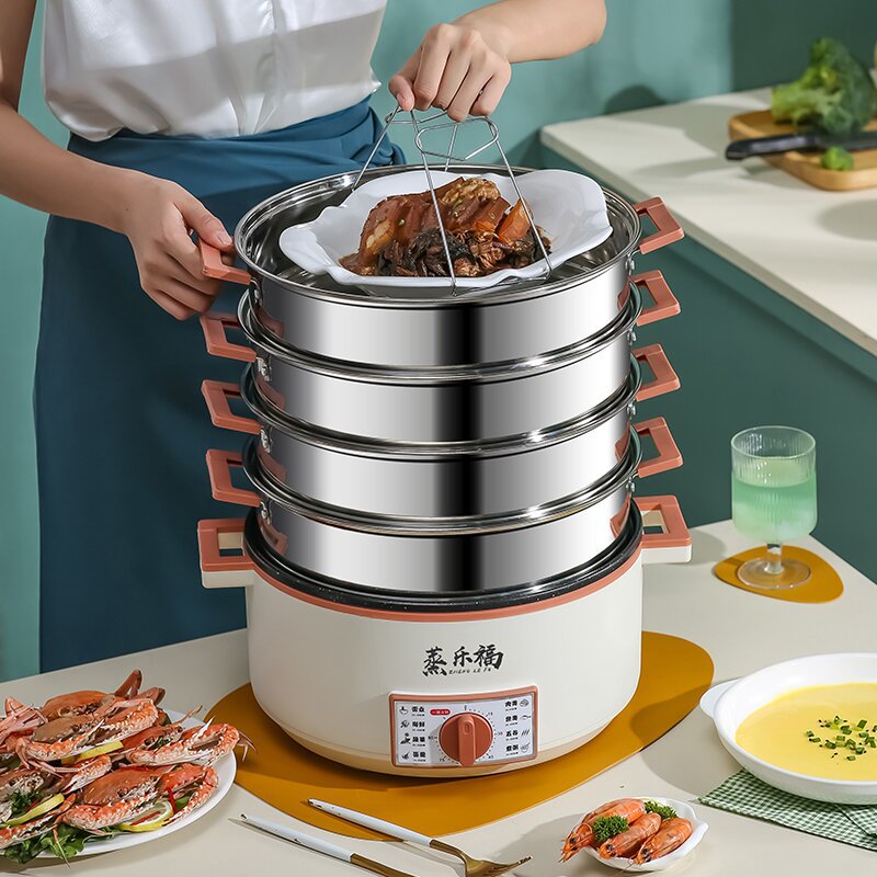 Universal folding multilayer automatic steamer stainless steel