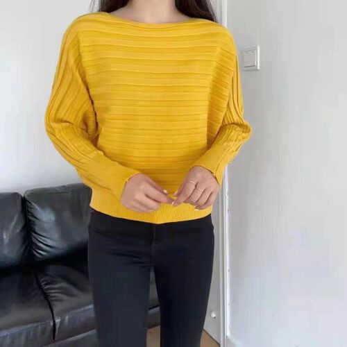 2025 Batwing Sleeve Holes Women's Long Sleeve Knitted Base Shirt Women's Top One-Neck