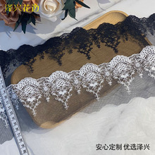 洛丽塔网纱花边 欧式花卉设计透明网涤光丝蕾丝 服装辅料厂家直供
