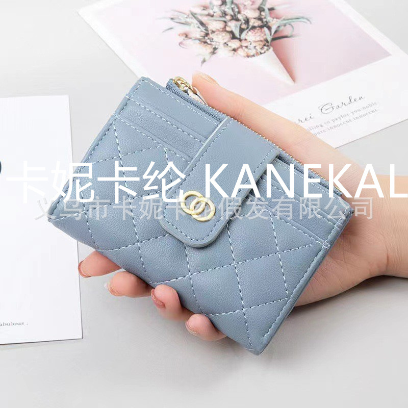 Nueva versión coreana de la hebilla vertical de nicho de tendencia de las mujeres con múltiples posiciones de tarjetas, cremallera Kani Kalun KANEKALON