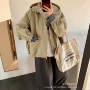 宽松格子秋款连帽开衫