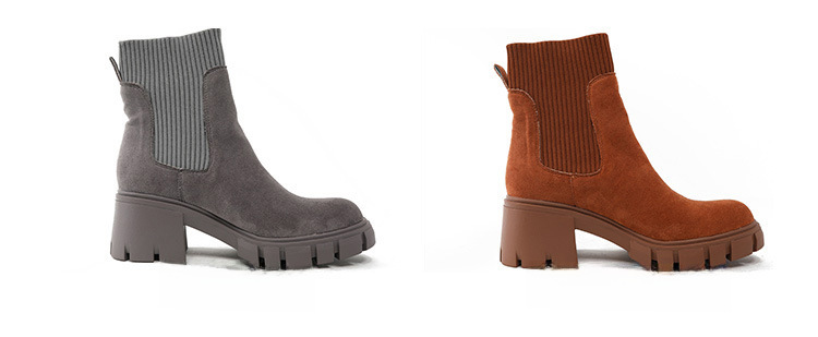 Jesenski in zimski novi nogavični škornji, tujetrni škornji, ženski škornji iz leta 2024 z debelo peto in debelim dnom, ženski gležnjarji velike velikosti za ženske_voghion.com