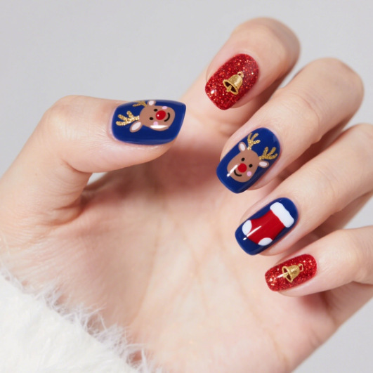 Autumn and Winter Export New Nail Art Patches Christmas Elements High-End Design Short European Square Wearable Nail Patches