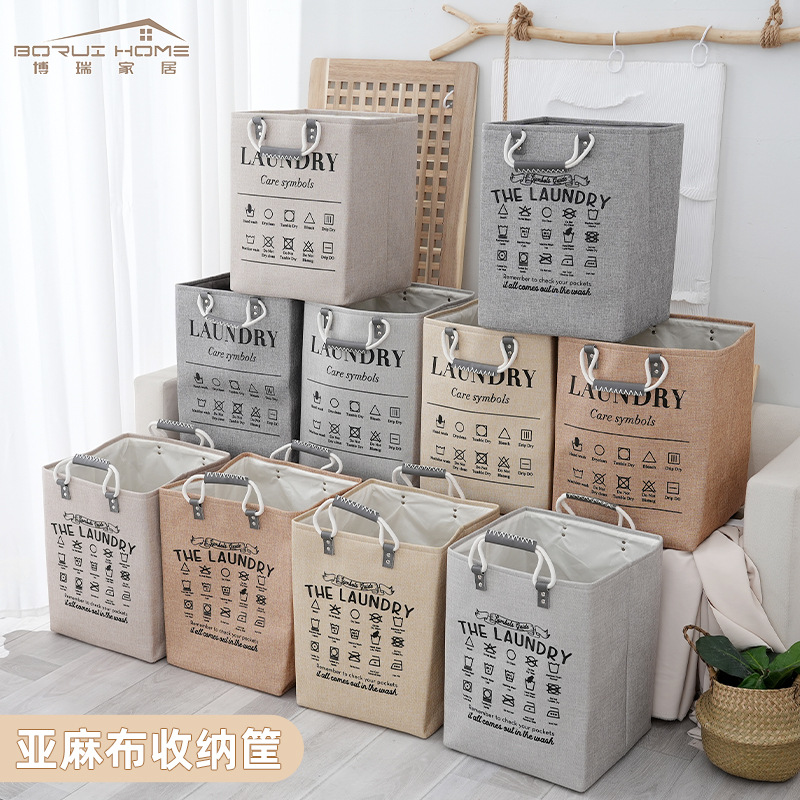 Cesta de almacenamiento de ropa grande transfronteriza cuerda de algodón cesta de almacenamiento de artículos diversos simple portátil material de lino cesta de almacenamiento a prueba de polvo