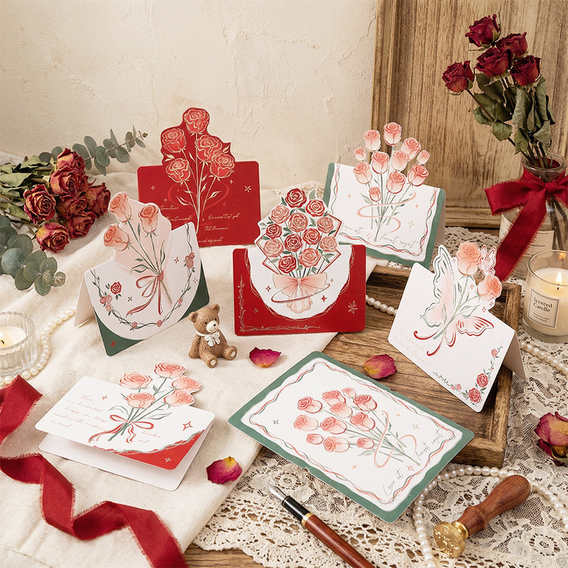 Cross-Border Amazon Aliexpress Floral 3D Rose Greeting Card Fresh Flower Ins Card Valentine's Day Teacher's Day 520 Mother's Day Cross-Border Amazon Aliexpress Floral 3D Rose Greeting Card Fresh Flower Ins Card Valentine's Day Teacher's Day 520 Mother's Day