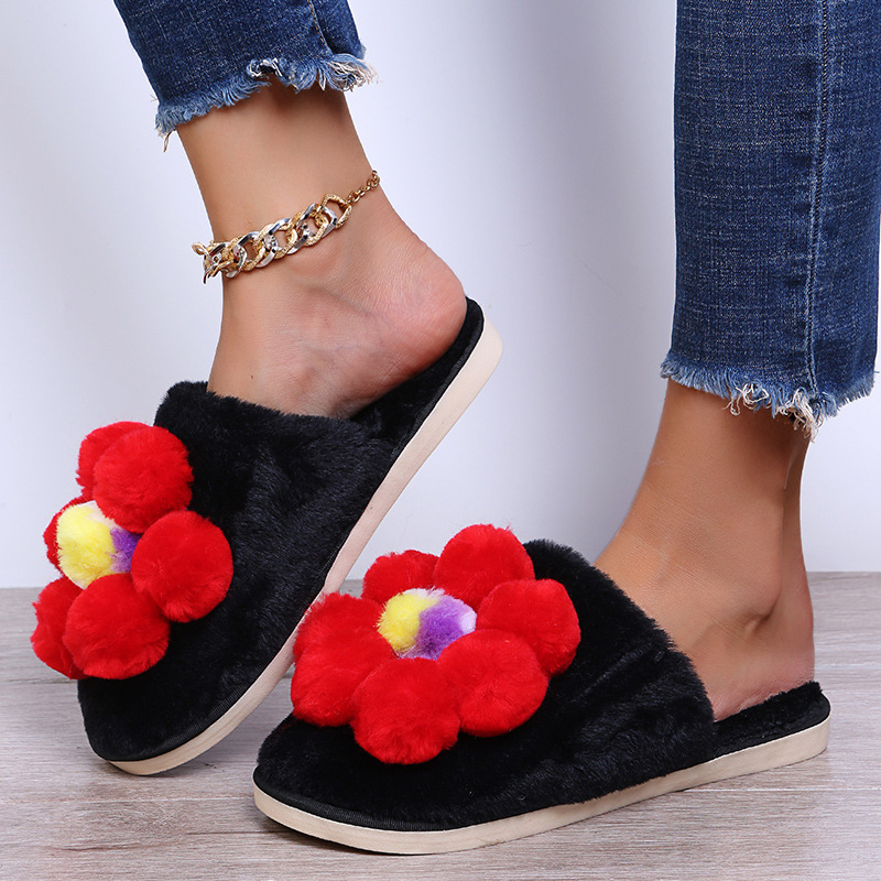 Cotton Thick-Bottomed Flowers Plush Slipper NSKJX104843