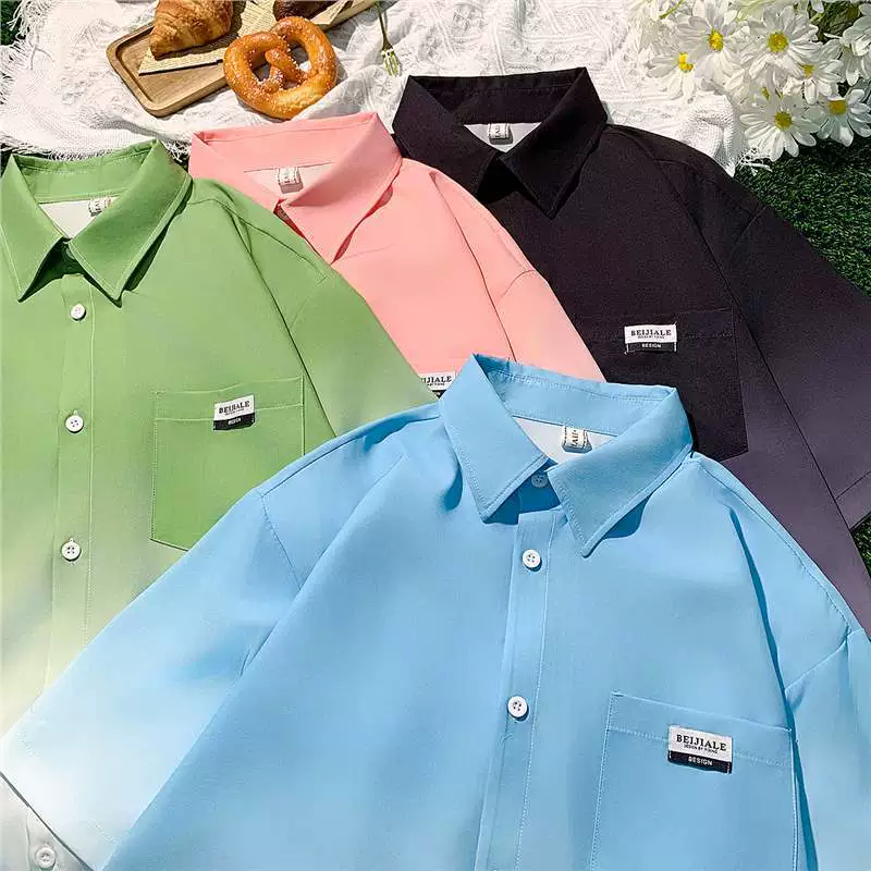 Американский повседневный градиентный рубашка с короткими рукавами мужской летний новый тренд