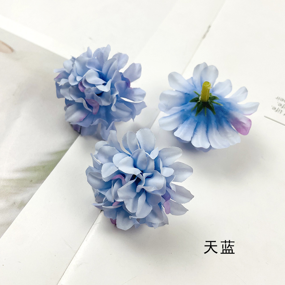 Simulación multicapa hortenida crisantemo cabeza DIY hecha a mano tocado material flor artificial decoración de la sala de bodas diseño de fondo de pared