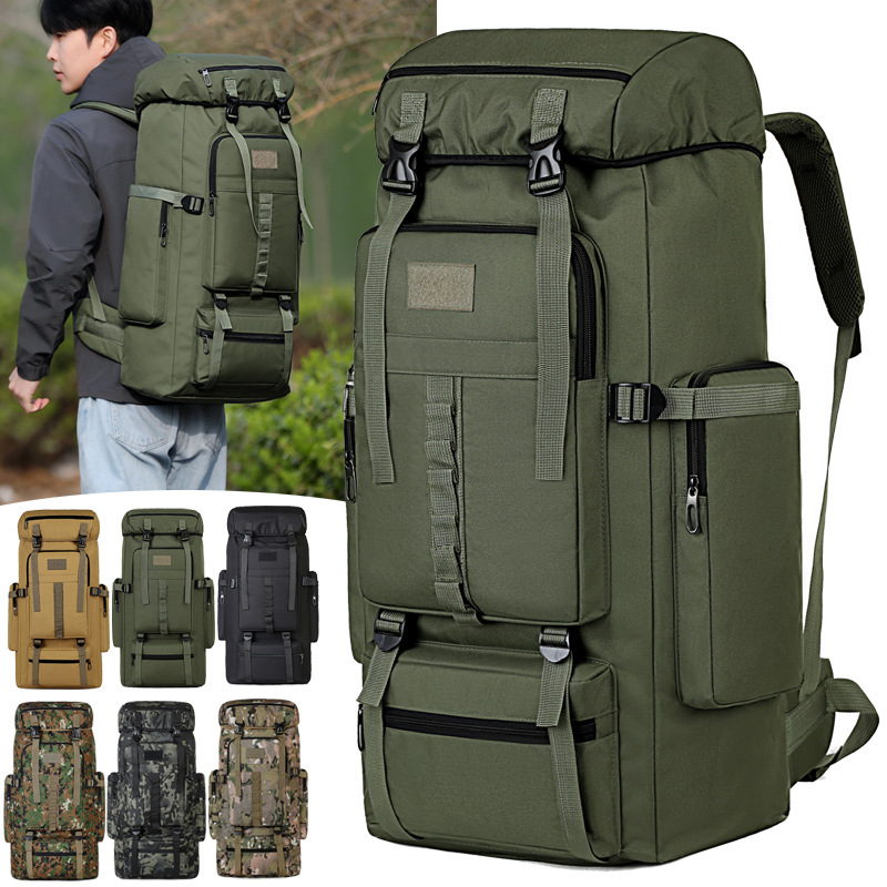 Outdoor Large-Capacity Oxford Cloth Wear-Resistant Mountaineering Bag, Expandable Backpack for Hiking, Picnic, and Camping