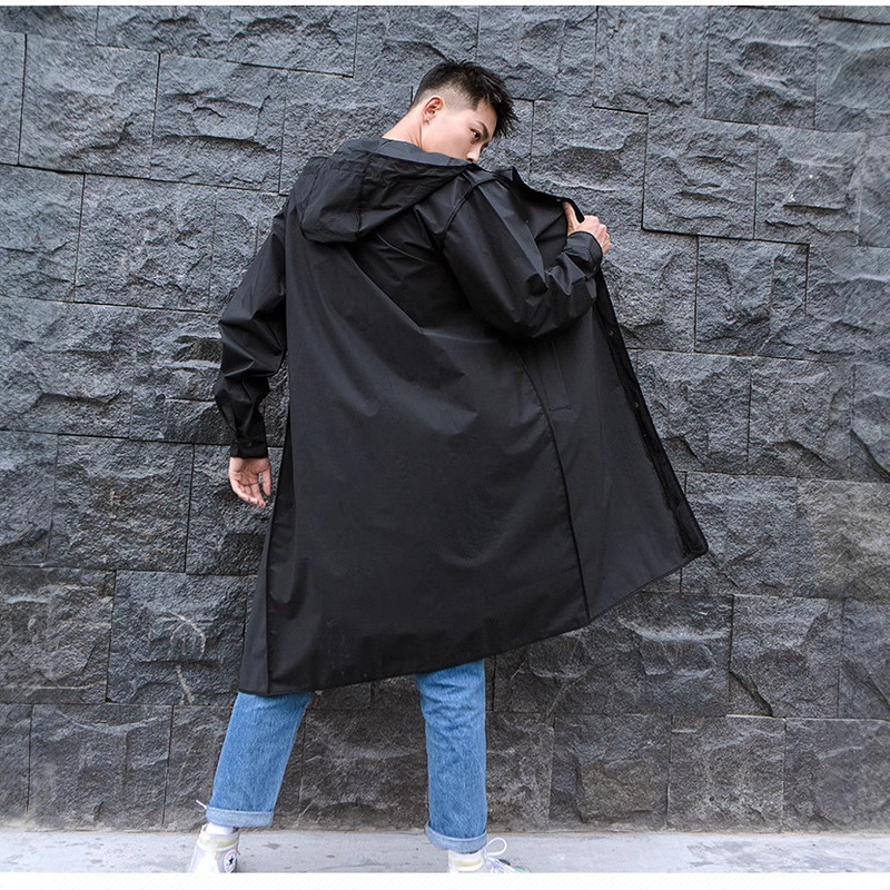 PALONY Medium and Long Raincoat Black EVA Material Hiking Outdoor Travel Men's and Women's Single regular Raincoat