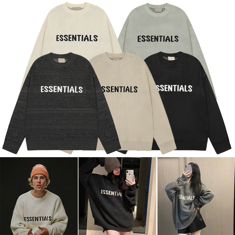 Essentials Multi-Line Fog Knitwear Autumn and Winter Loose American Knitwear for Men and Women Couples Cross-Border Correct Color