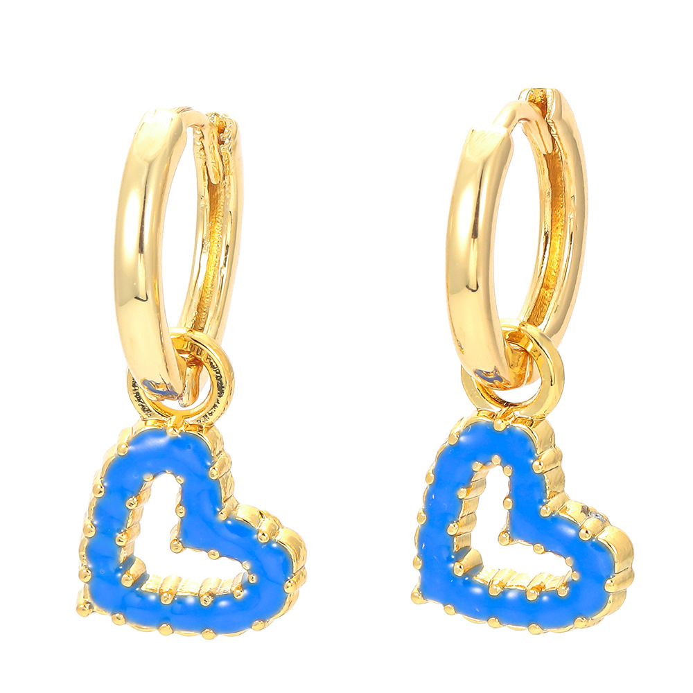 Heart Shape Pattern Fashion Heart Shape Copper Drop Earrings Enamel Plating Copper Earrings