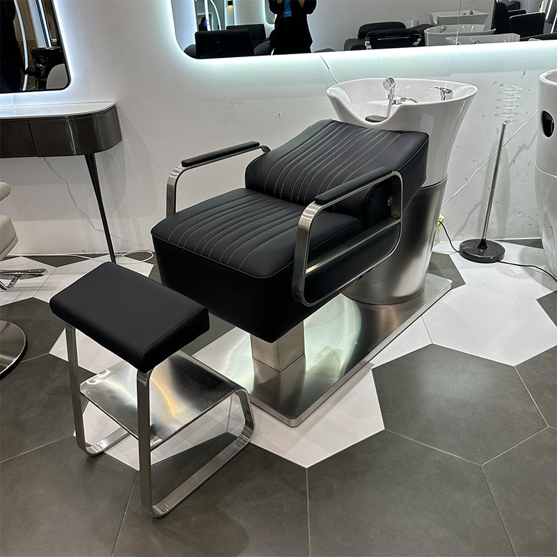 Peluquería semi-acostado cama de champú salón de pelo especial cama de lavado cama de masaje Barbero peluquería cerámica lavabo cama de champú