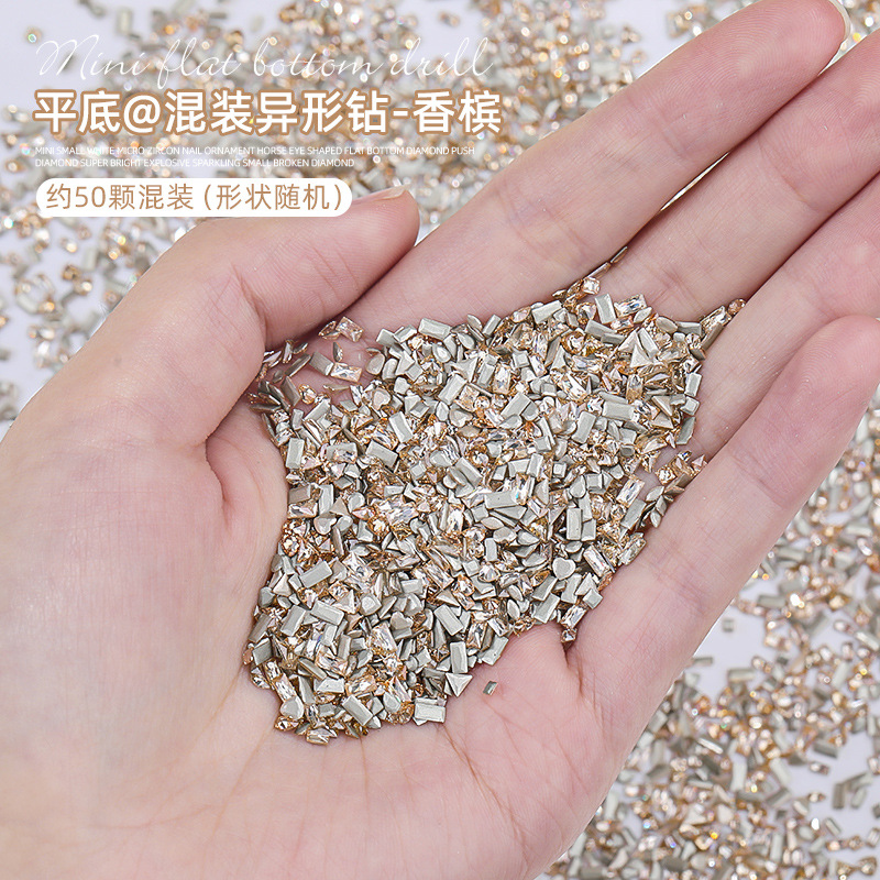 Nail circón invertida borde plano diamante Super Flash joyería de uñas blanco transparente Mini tamaño pequeño circón flash decoración de uñas
