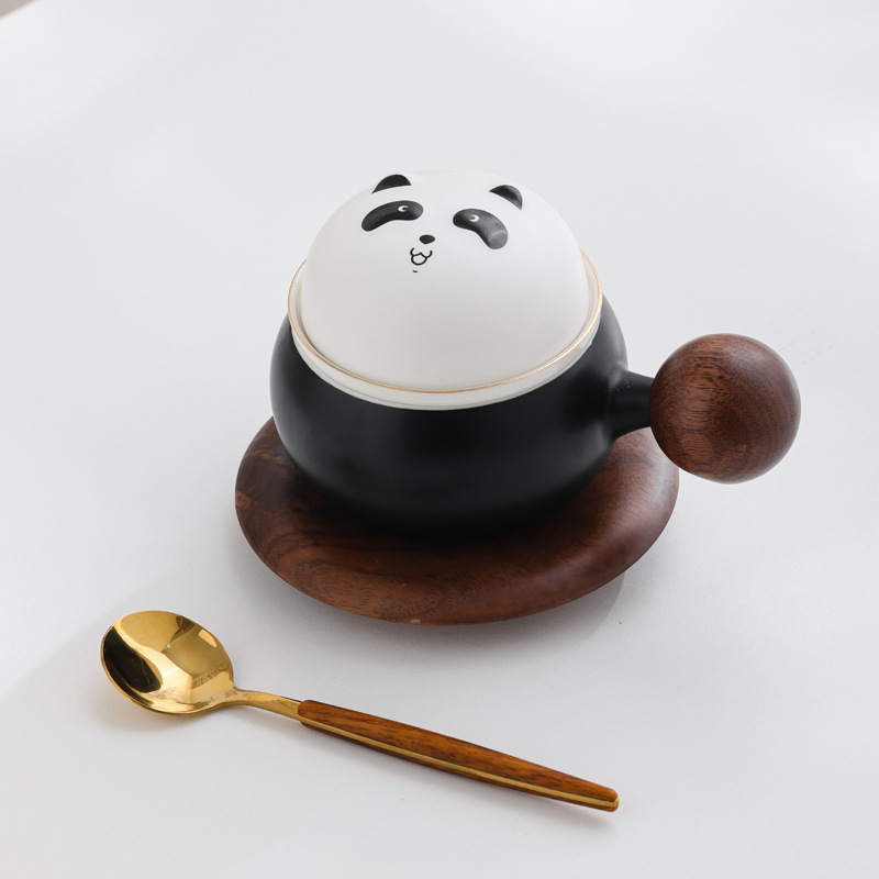 Guofeng panda taza de té y café taza de café taza de marca taza de cerámica regalo de mano set regalos comerciales LOGO