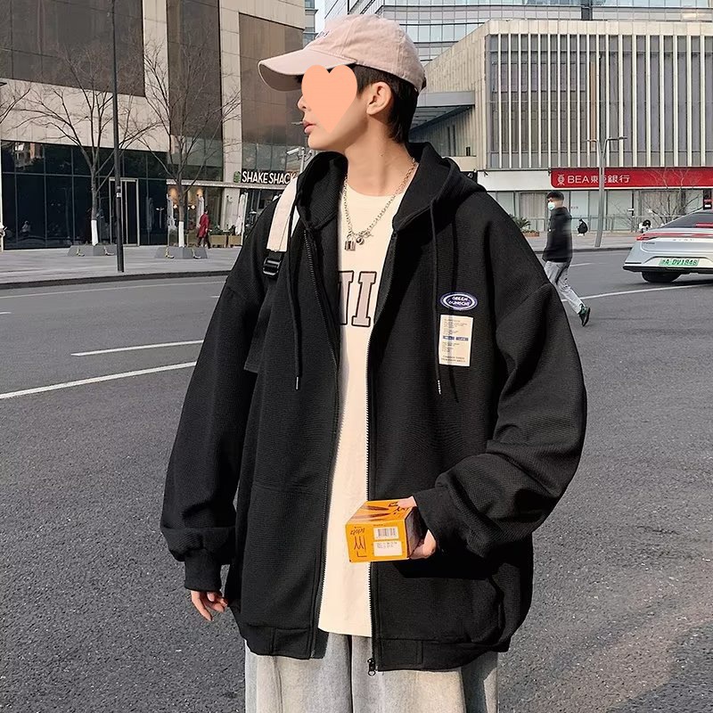 2023 otoño insignia diseño hombres y mujeres misma chaqueta con capucha waffle cardigan marca de moda estudiante otoño abrigo hombres