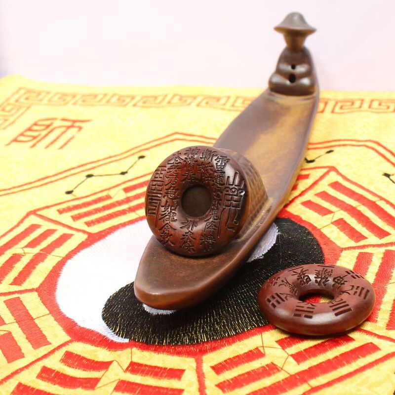 山鬼花钱雷击棗木道教法器平安扣飾りペンダントキーホルダー太極八卦護身具|undefined