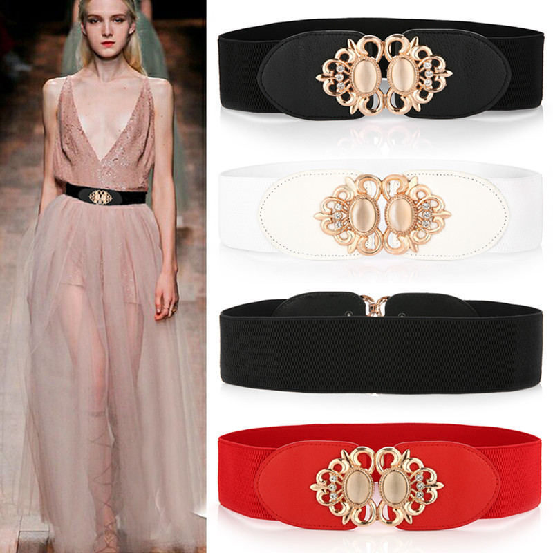 Elastic Waistband with Cat's Eye Stone and Rhinestones, Stretchy Waist Belt for Dresses, Coats, and down Jackets, Decorative Wide Belt, Wide Waist Cincher Elastic Waistband with Cat's Eye Stone and Rhinestones, Stretchy Waist Belt for Dresses, Coats, and down Jackets, Decorative Wide Belt, Wide Waist Cincher