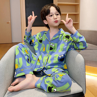 Детская демисезонная хлопковая пижама для мальчиков, детский кардиган, комплект, подходит для подростков