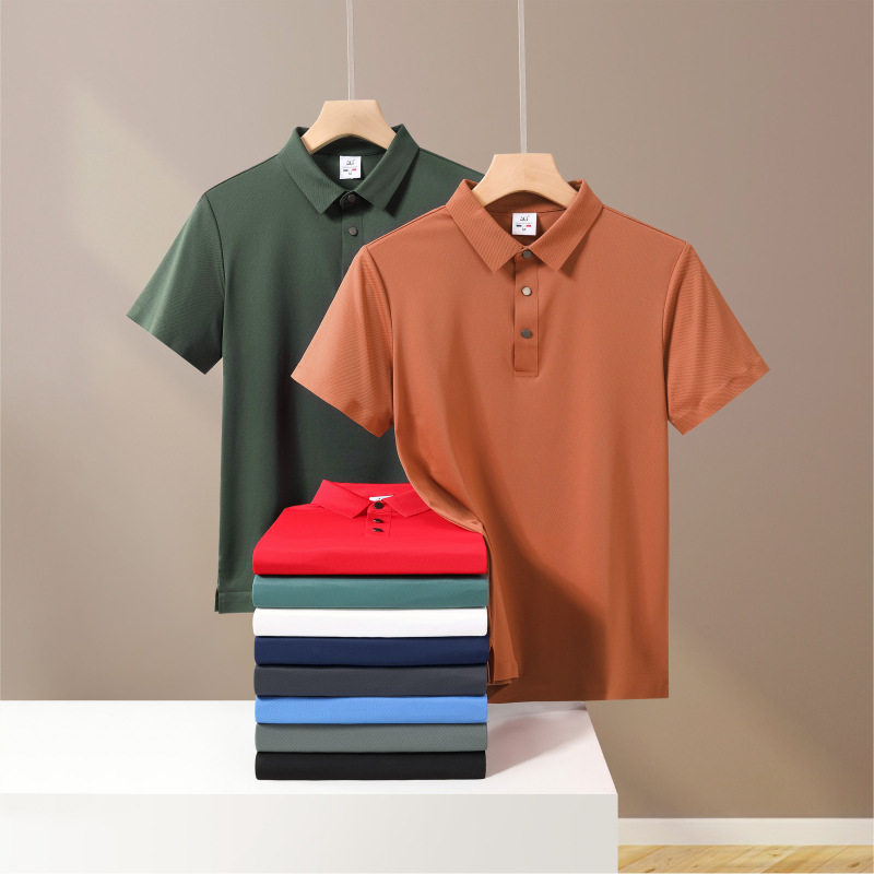 Brocado a cuadros amoníaco sin costuras 5A antibacteriano color sólido cuello de segundo nivel camisa de polo logotipo impreso personalizado ropa de trabajo de secado rápido overoles