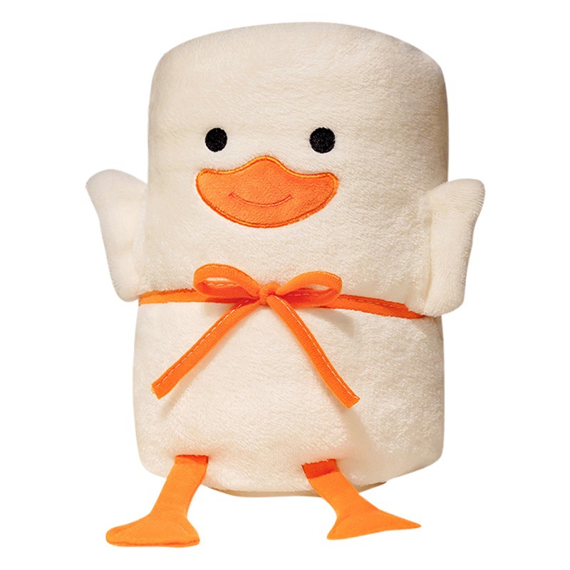 Pato dibujos animados rollo manta siesta manta engrosada edredón caliente solo plegable para oficina dormitorio para hombres y mujeres