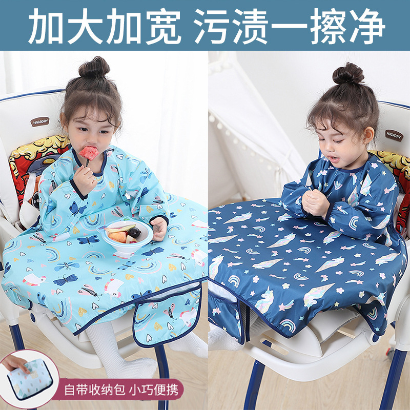 一体式餐椅罩衣夏季宝宝反穿衣吃饭围兜防水防脏婴儿童餐桌的饭兜