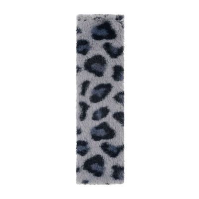 Belt Shoulder Pads, Anti-Strangle Car: Seat belt shoulder pad - rabbit-fur-leopard-print-shoulder-pads-blue