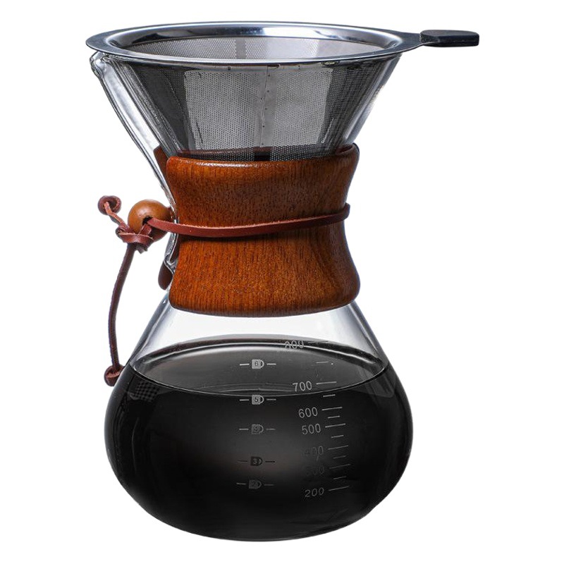 El fabricante suministra una cafetera de vidrio resistente al frío y al calor con marcas de escala, y ofrece un descuento por grandes cantidades para la cafetera de preparación manual.