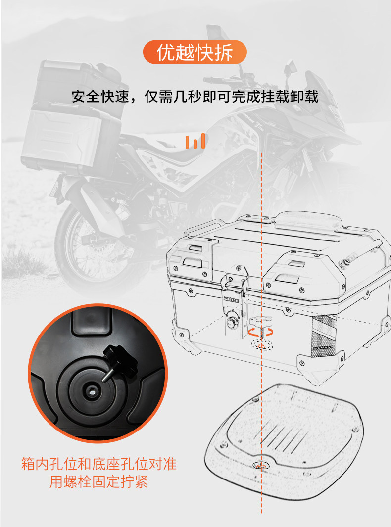 Wanlihao Battery Honda Liexing Motorcycle Tail Box, Universal Small Non-Aluminum Alloy Tail Box for Electric Vehicles