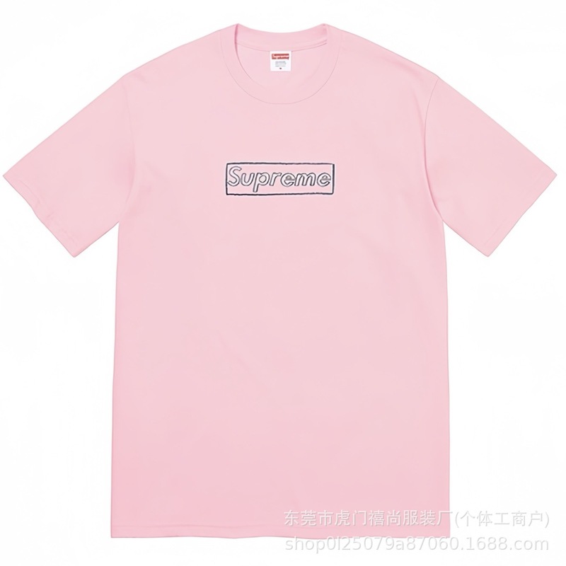クロスボーダー25ss美潮Supreme文字プリントラウンドネック半袖男女兼用カジュアルTシャツ純綿快適|undefined